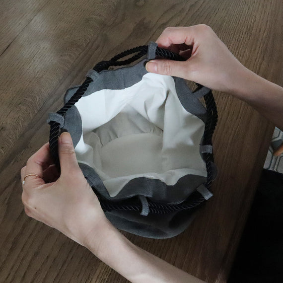 レース付きまるい底の巾着キット　