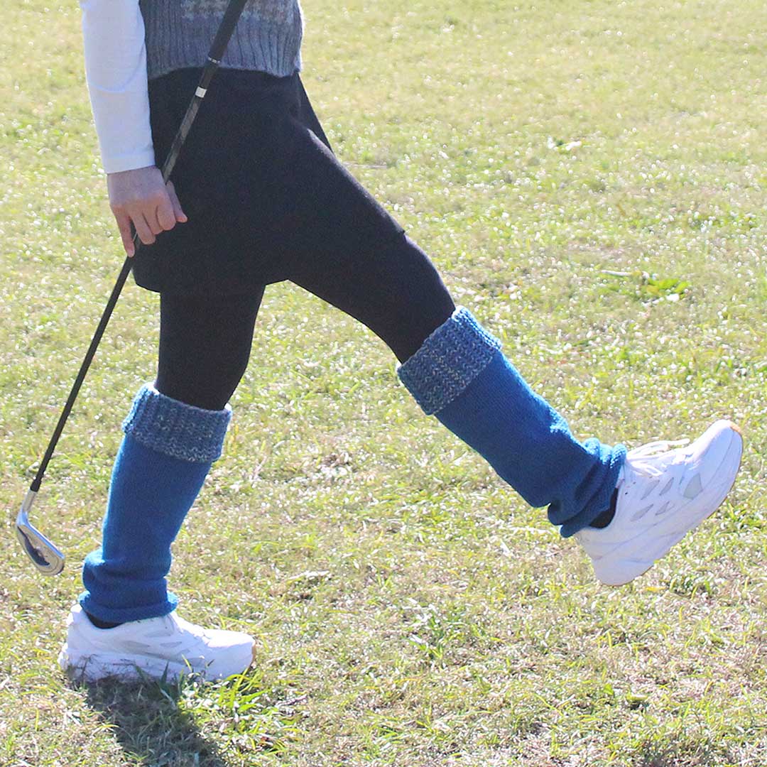 Golf Friends 引き上げ編みのリブをつけたレッグウォーマーとハット キット★