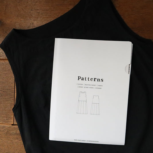 【生地セット】ローウエスト切替えのタックワンピース　コットンリネンタイプライター（パターン別売）