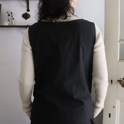 【生地セット】ローウエスト切替えのタックワンピース　コットンリネンタイプライター（パターン別売）