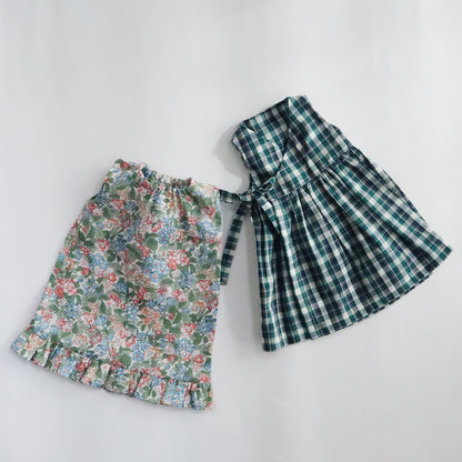 新作【材料セット】クゥクゥの着せ替え　花柄のワンピースとカシュクールワンピース