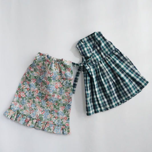 新作【材料セット】クゥクゥの着せ替え　花柄のワンピースとカシュクールワンピース