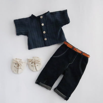 新作【材料セット】 お店コーディネート ブルーストライプ×ブラックデニム