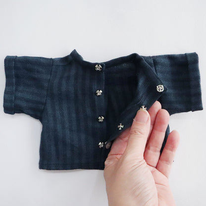 新作【材料セット】 お店コーディネート ブルーストライプ×ブラックデニム