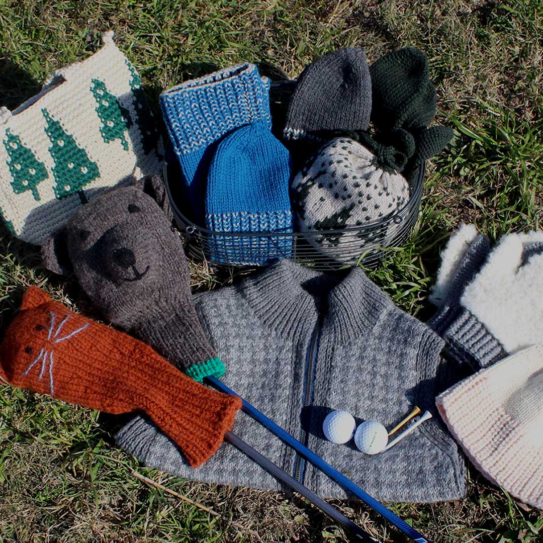Golf Friends 引き上げ編みのリブをつけたレッグウォーマーとハット キット★