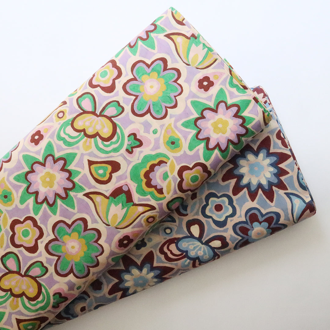 LIBERTY FABRICS　「ピース・アンド・ラブ」グリーンパープル