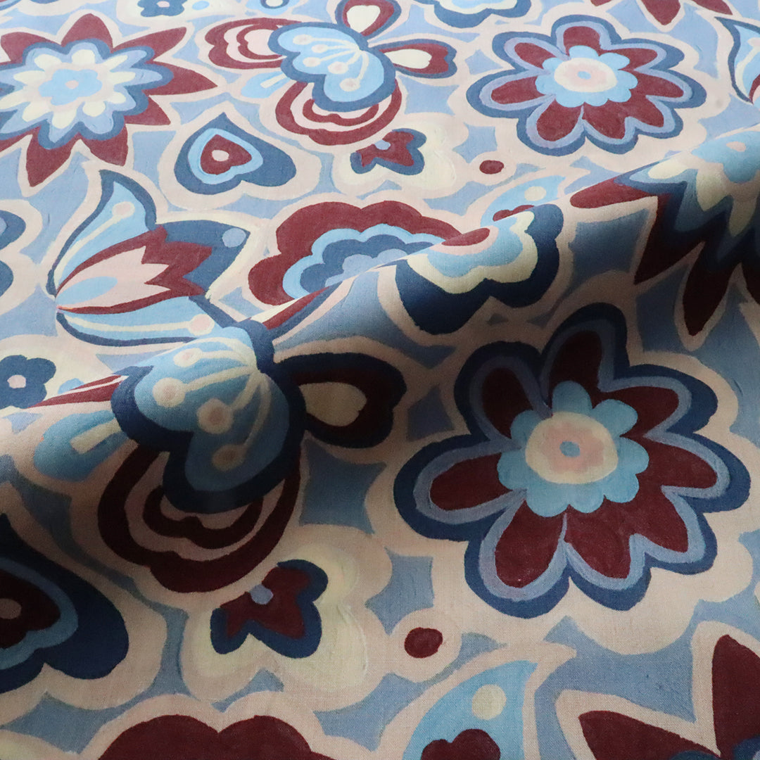 LIBERTY FABRICS　「ピース・アンド・ラブ」ボルドーブルー