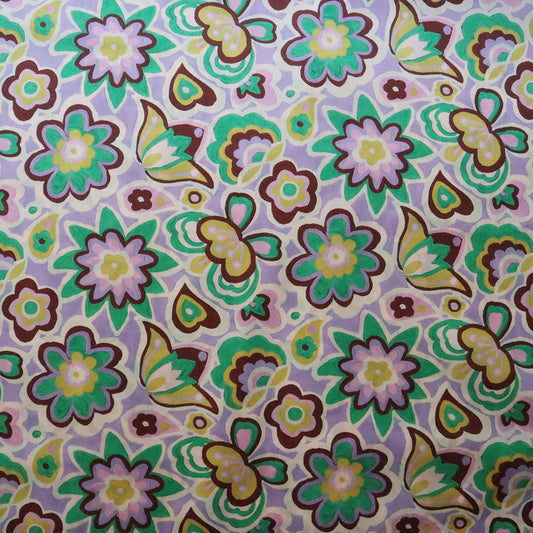 LIBERTY FABRICS　「ピース・アンド・ラブ」グリーンパープル