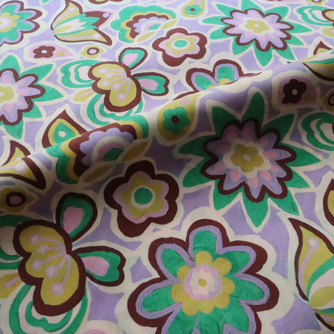 LIBERTY FABRICS　「ピース・アンド・ラブ」グリーンパープル