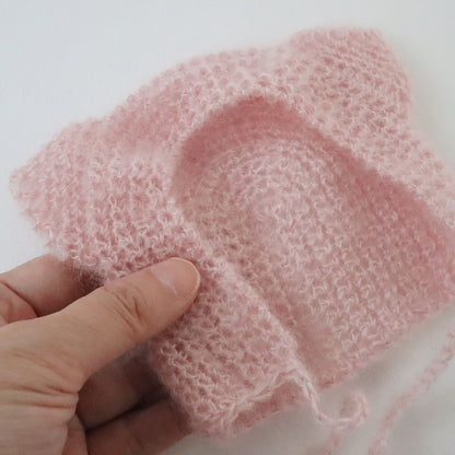 【材料セット】クゥクゥの着せ替え　ショールとコトリポンポン帽子とボネット