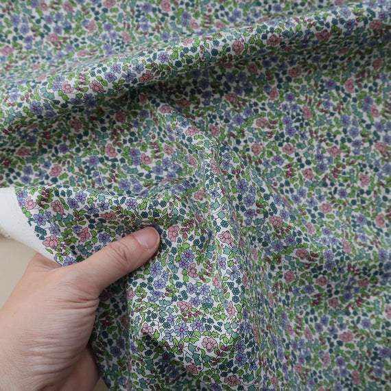 Liberty fabrics「エミリアスフラワーズ」グリーン×ピンクパープル