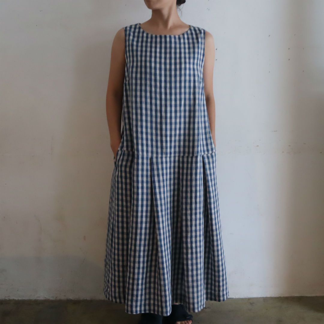 【パターン】ローウエスト切替えのタックワンピース