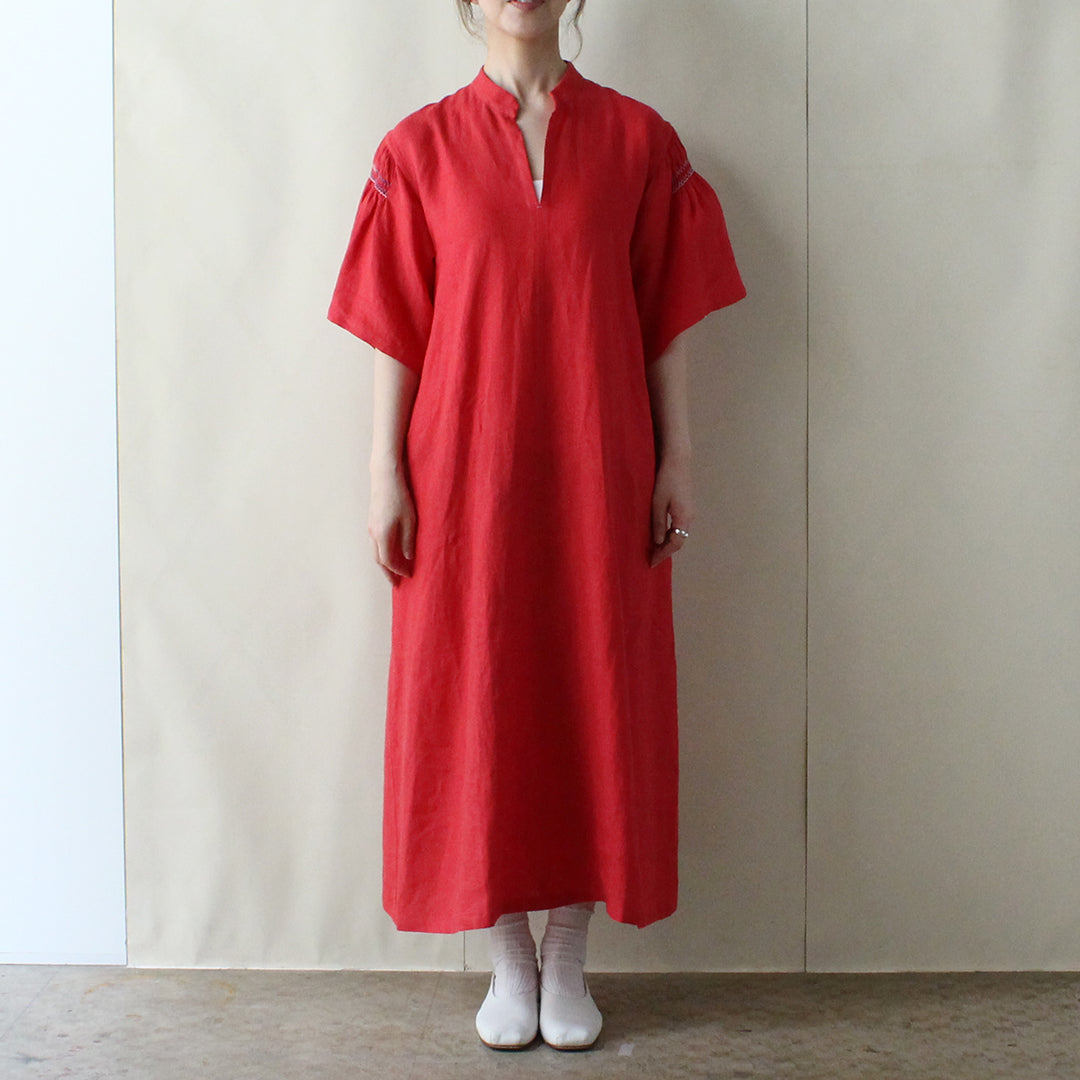 【2025 ENYO】フィッシュスリーブのシフトドレス　ルージュ