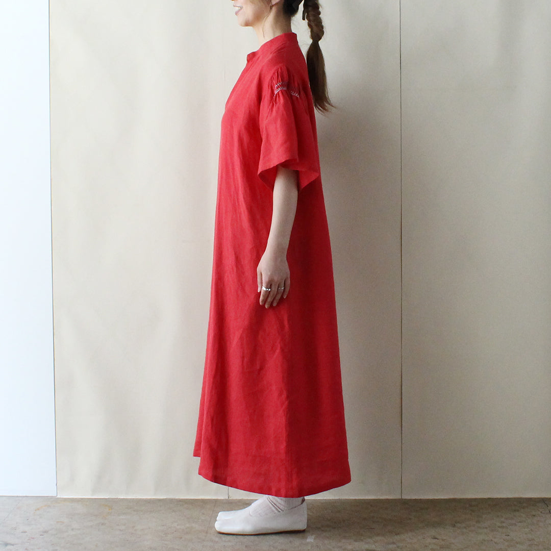 【2025 ENYO】フィッシュスリーブのシフトドレス　ルージュ