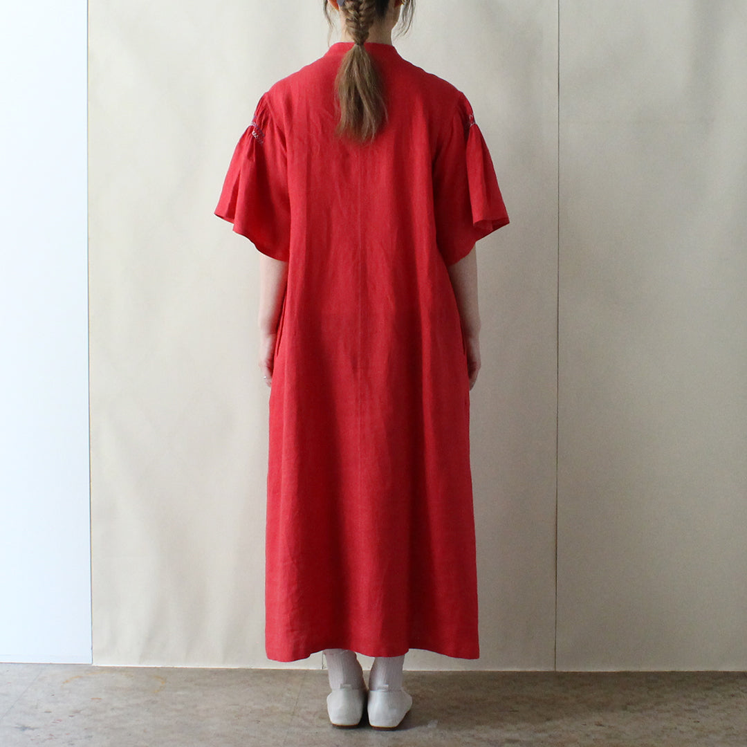 【2025 ENYO】フィッシュスリーブのシフトドレス　ルージュ