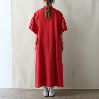 【2025 ENYO】フィッシュスリーブのシフトドレス　ルージュ