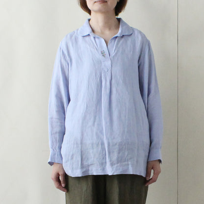 【2025 ENYO】ラウンドターンダウンカラーのプルオーバー　ブルー べべ