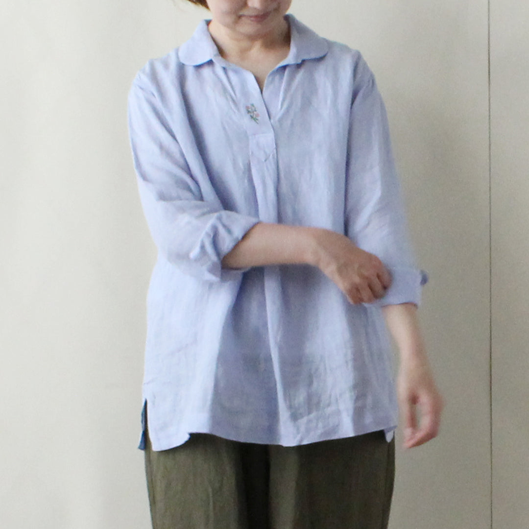 【2025 ENYO】ラウンドターンダウンカラーのプルオーバー　ブルー べべ