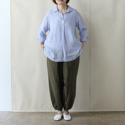 【2025 ENYO】ラウンドターンダウンカラーのプルオーバー　ブルー べべ