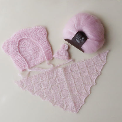 【材料セット】クゥクゥの着せ替え　ショールとコトリポンポン帽子とボネット