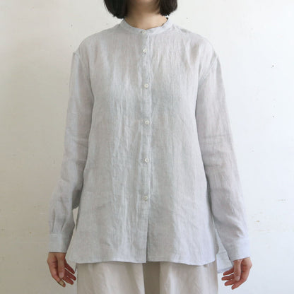 SALUÉ／ユニセックスバンドカラーシャツ／ライトウェイトリネン