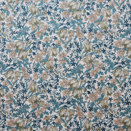 LIBERTY FABRICS「フランチェスカ・チューリップ」ブルーグリーン