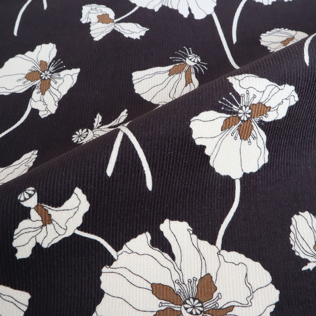 LIBERTY FABRICS　コーデュロイ「フラジャイル・ブルームス」ブラック