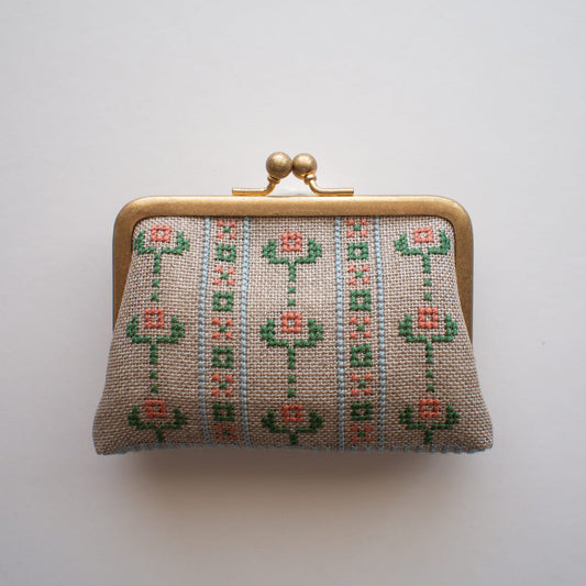 フラワーパターンのがま口キット