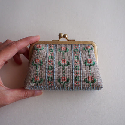 フラワーパターンのがま口キット