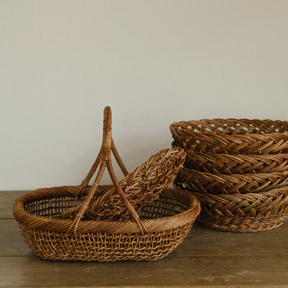 ［宮本工芸］あけびかご 細目こだし編み 小判型バスケット