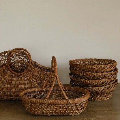 ［宮本工芸］あけびかご 細目こだし編み 小判型バスケット