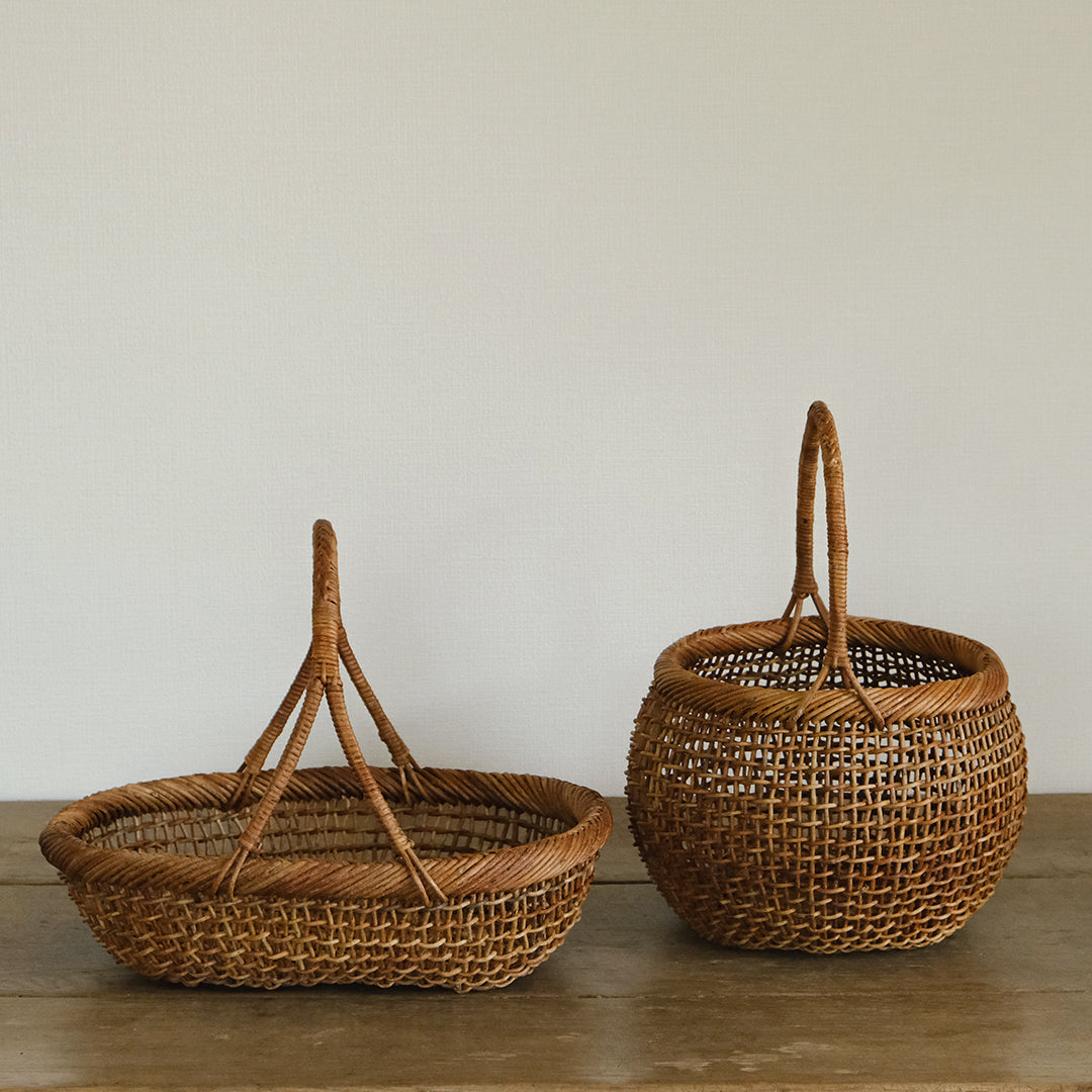 ［宮本工芸］あけびかご 細目こだし編み 小判型バスケット