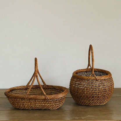 ［宮本工芸］あけびかご 細目こだし編み 小判型バスケット