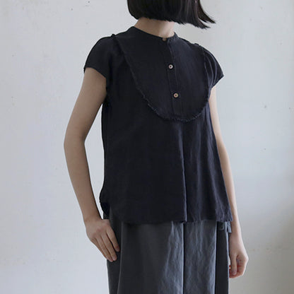 ［SALUÉ］フレンチスリーブブラウス／ライトウェイトリネン