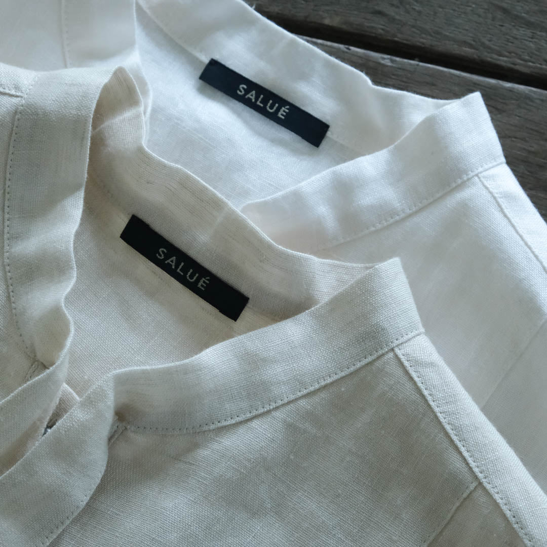 SALUÉ／ボウカラーシャツ／ライトウェイトリネン