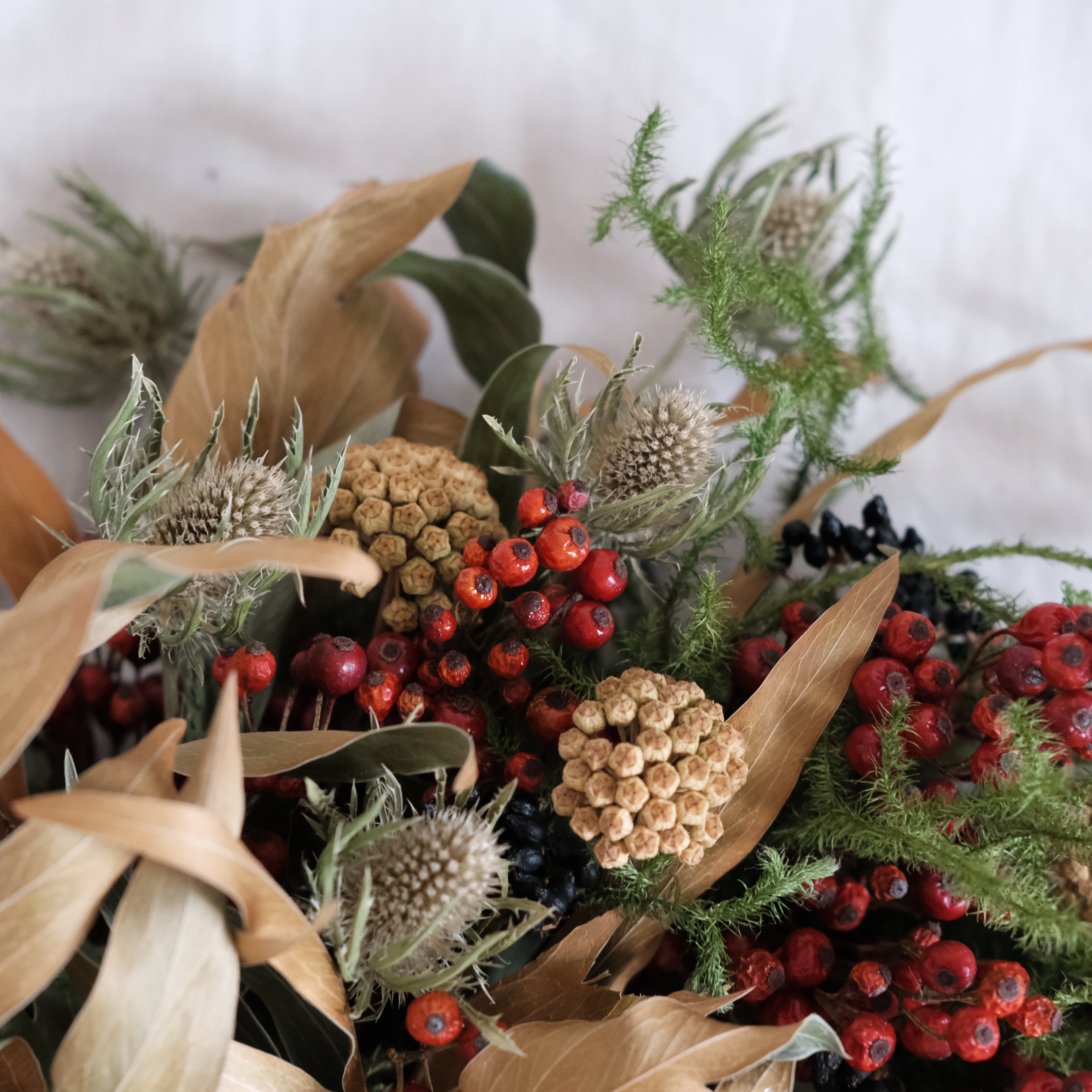 花 植物の手仕事 つぐみ］クリスマスリース25 C【同梱不可