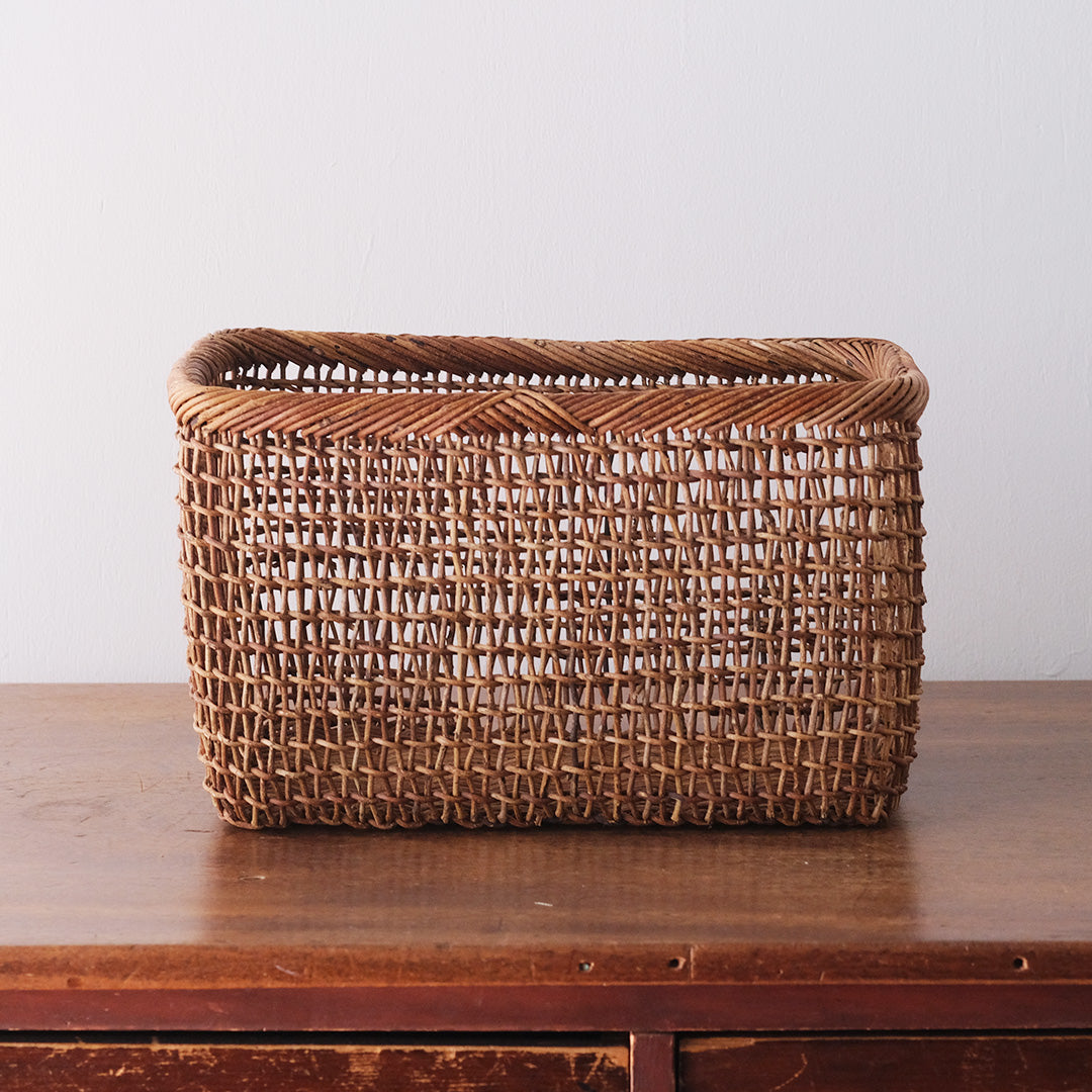 【ヴィンテージ】あけび籠(こだし編み) 大型 あけびの細目こだし編み大きめかご - ウェブショップ - jokogumo - よ