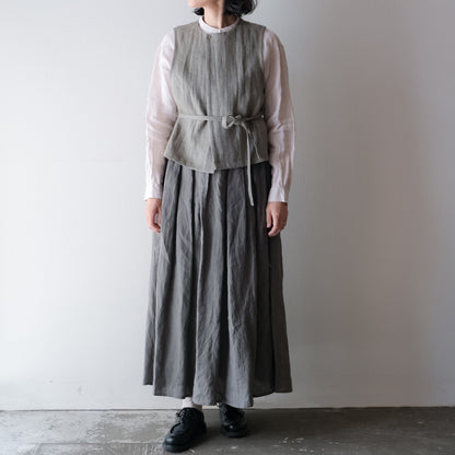 ［SALUÉ］ハイウエストジレ／ヘリンボーンリネン