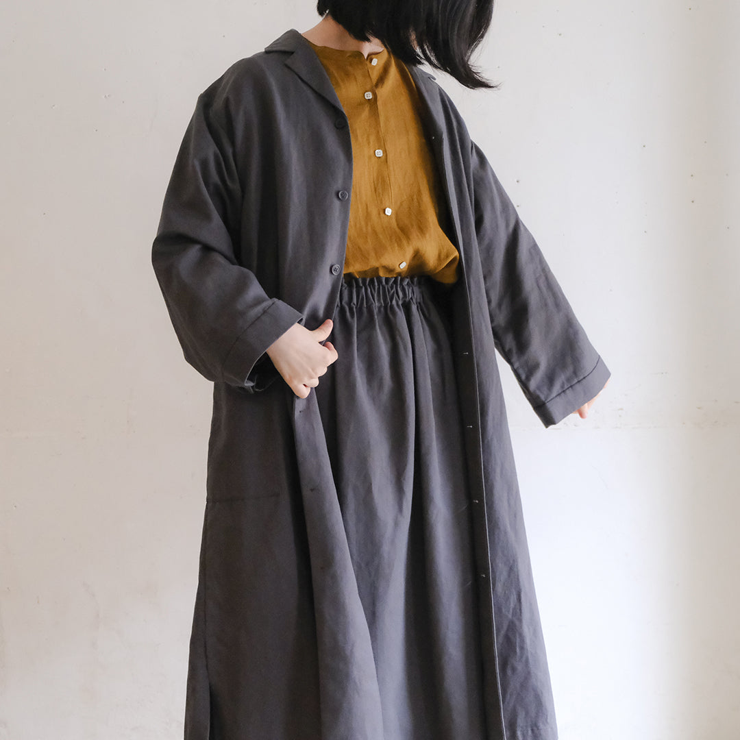 ［SALUÉ］ワンサイドスリットロングスカート／コットンリネン
