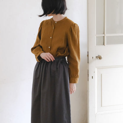 ［SALUÉ］ワンサイドスリットロングスカート／コットンリネン