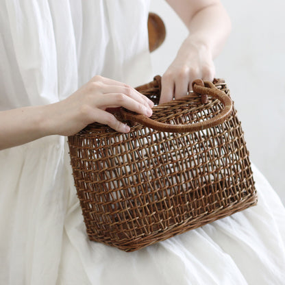 ［宮本工芸］あけびかご　駒型細目こだし編み　小