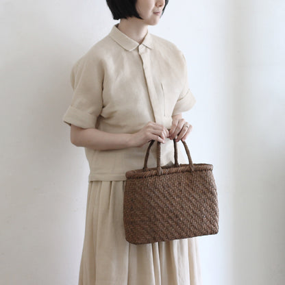 ［宮本工芸］山ぶどうかご　あじろ編みからみ手　中