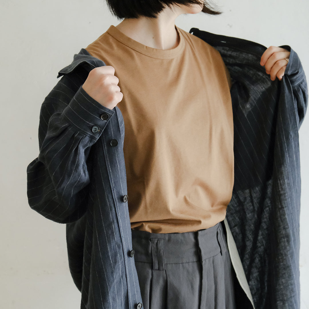 SALUÉ／バックピンタックドレス／ミッドウェイトリネン