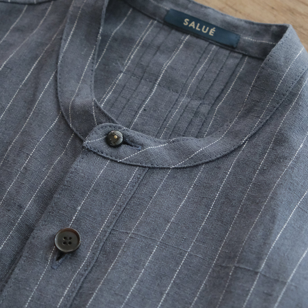 SALUÉ／バックピンタックドレス／ミッドウェイトリネン