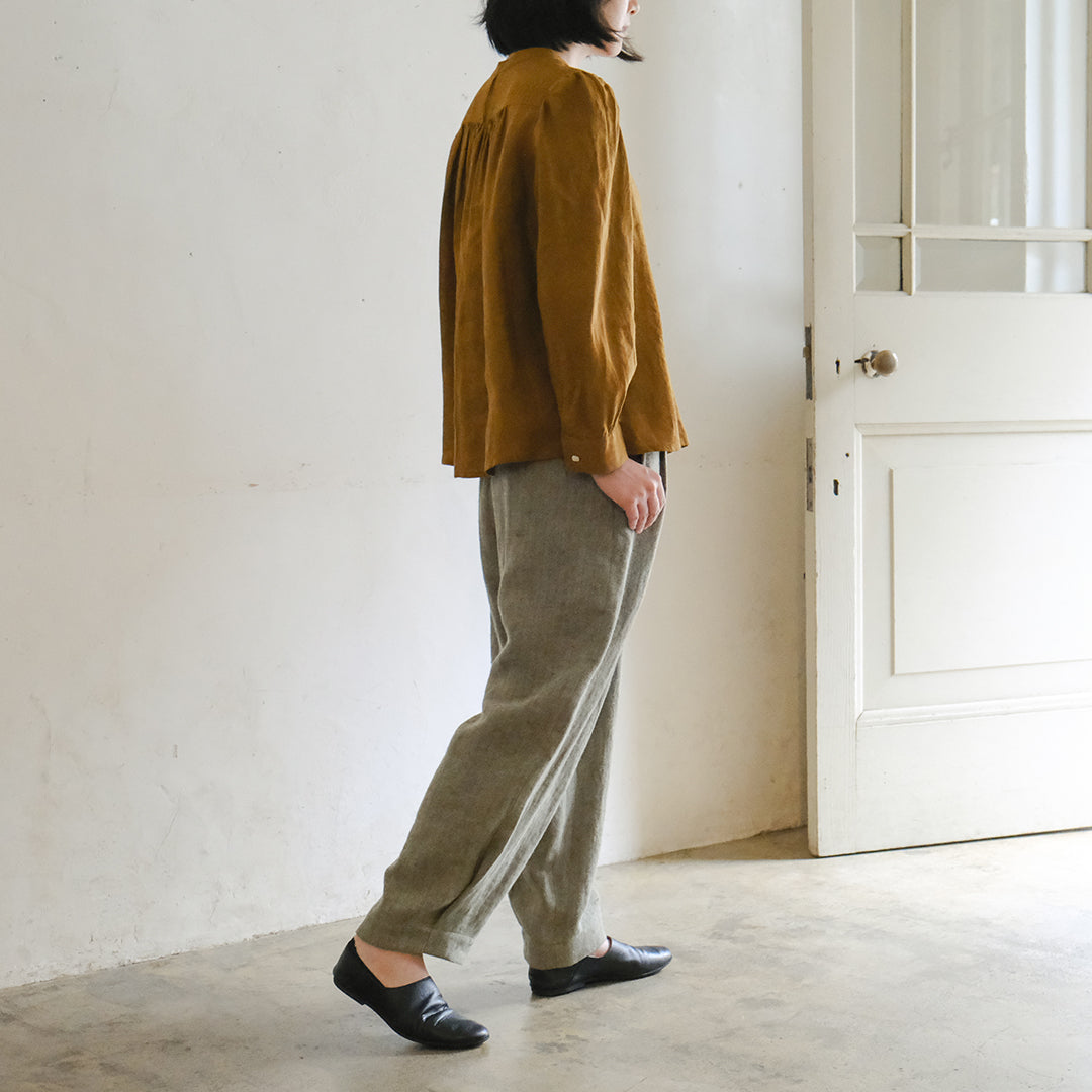 SALUÉ／【受注商品】エッグパンツA／ヘリンボーンリネン