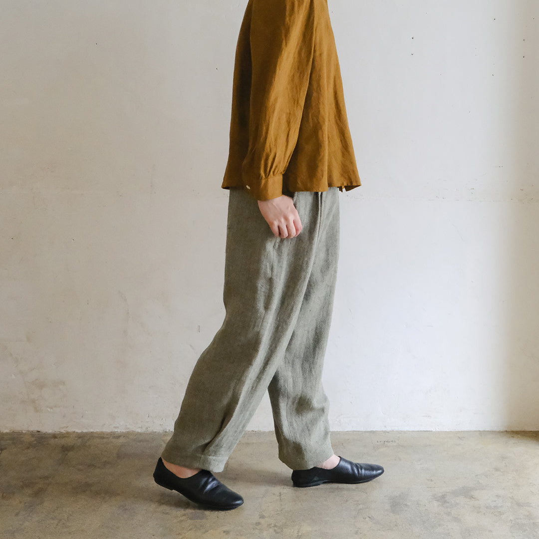 SALUÉ／【受注商品】エッグパンツA／ヘリンボーンリネン