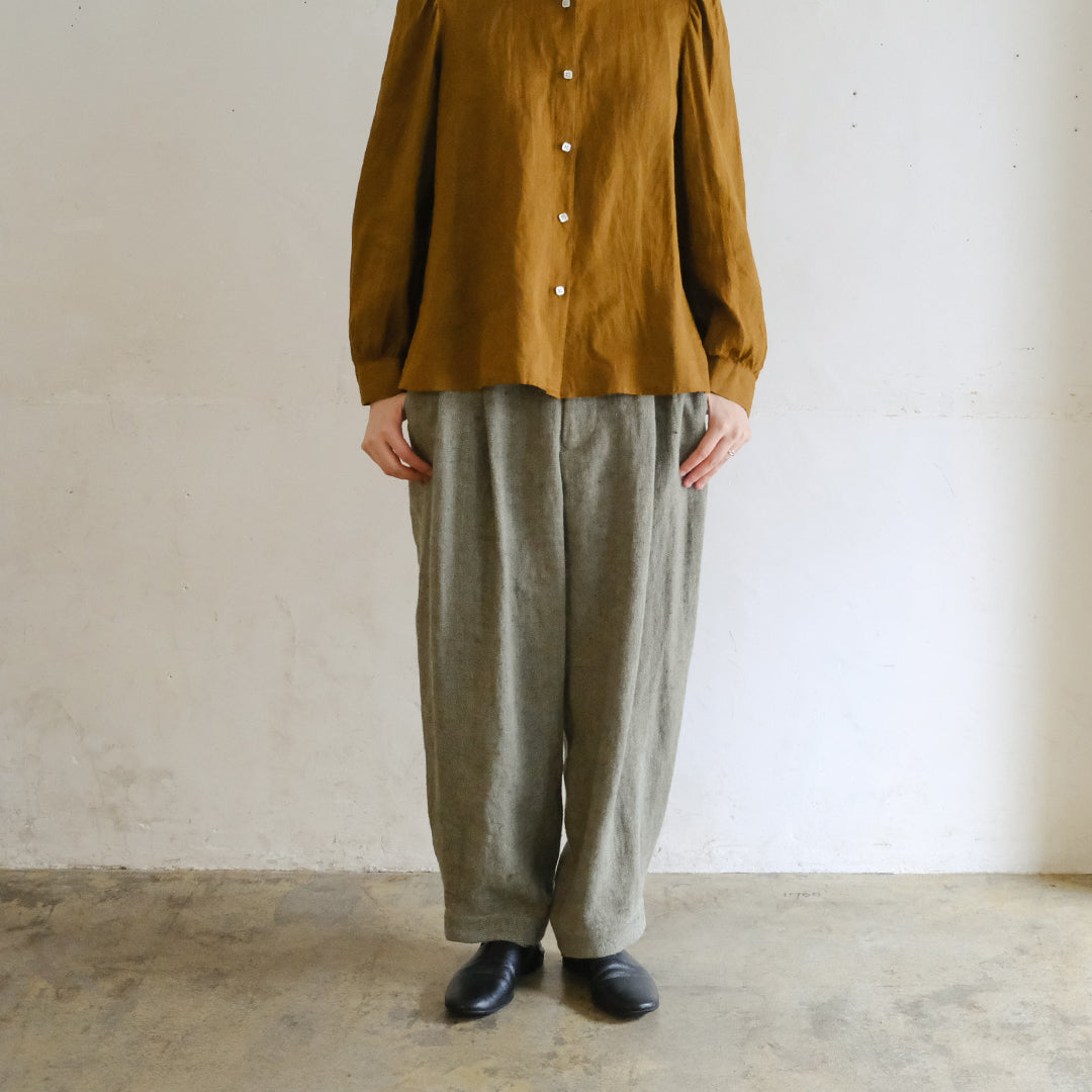SALUÉ／【受注商品】エッグパンツA／ヘリンボーンリネン