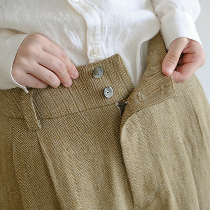 SALUÉ／【受注商品】エッグパンツA／ヘリンボーンリネン