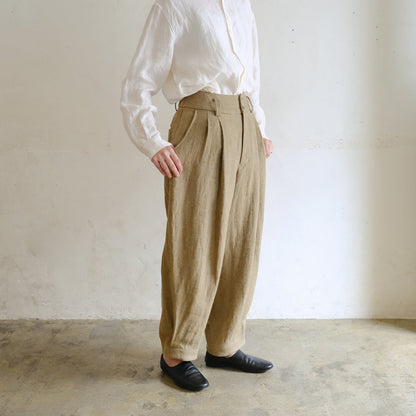 SALUÉ／【受注商品】エッグパンツA／ヘリンボーンリネン