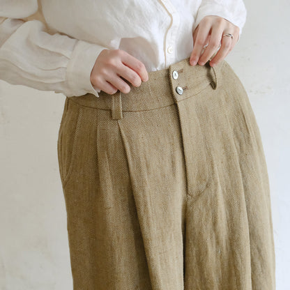 SALUÉ／【受注商品】エッグパンツA／ヘリンボーンリネン